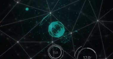 Siyah arkaplanda veri işleme ağı ile bağlantıların animasyonu. Küresel teknoloji, hesaplama, bağlantılar ve dijital arayüz konsepti dijital olarak oluşturulmuş video.