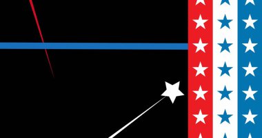 Siyah zemin üzerinde yıldızlar olan mavi, beyaz ve kırmızı çizgiler. Usa, vatanseverlik ve kutlama konsepti, dijital olarak üretilen imaj.