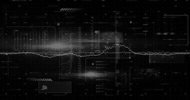 Image of spots over data processing. Global business and digital interface concept, digitally generated image. clipart