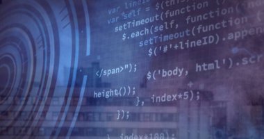 Şehrin veri işleme görüntüsü. Küresel iş ve dijital arayüz kavramı, dijital olarak oluşturulmuş görüntü.