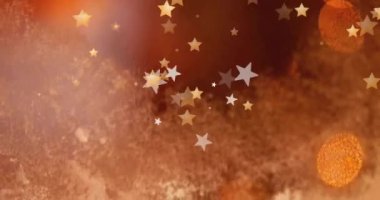 Yılbaşı ağacının üzerinde süzülen yıldızların animasyonu. Noel, gelenek ve kutlama konsepti dijital olarak oluşturuldu.