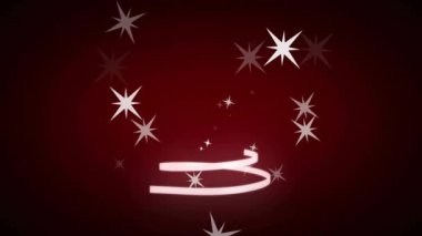 Yılbaşı ağacının üzerine düşen yıldızların animasyonu. Noel, kutlama ve dijital arayüz kavramı dijital olarak oluşturulmuş video.