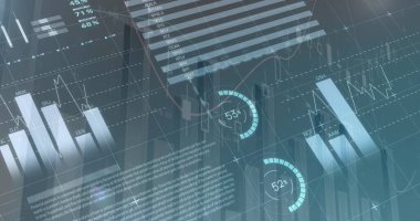 Siyah arkaplanda veri işleme resmi. küresel teknoloji ve dijital arayüz kavramı, dijital olarak oluşturulmuş görüntü.