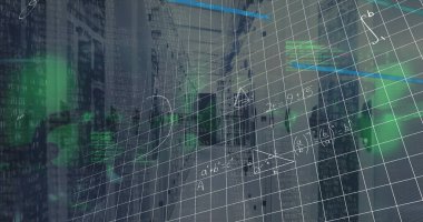 Sunucu odasında veri işleme resmi. Küresel iş ve dijital arayüz kavramı, dijital olarak oluşturulmuş görüntü.