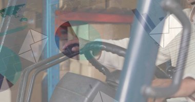 Tablet kullanan iş adamlarının bağlantı ve istatistiklerinin görüntüsü. Küresel iş bağlantıları dijital arayüz ve teknoloji konsepti, dijital olarak oluşturulmuş görüntü.