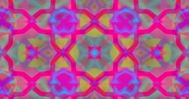 Image of kaleidoscopic colourful pink, green and yellow shapes moving hypnotically on purple background. Colour, light and movement concept digitally generated image clipart