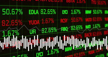Şebeke üzerinde istatistik ve finansal veri işleme resimleri. Küresel finans, iş dünyası, bağlantılar, hesaplama ve veri işleme kavramı, dijital olarak oluşturulmuş resim.