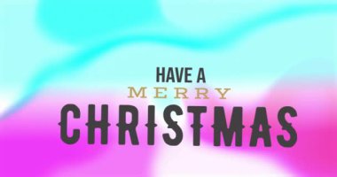 Canlı arkaplanda Noel süslemeleri üzerine mutlu noeller mesajı atmanın animasyonu. Noel, şenlik, kutlama ve gelenek konsepti dijital olarak oluşturuldu.