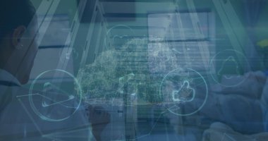 Çeşitli doktorların ikonlarıyla olan bağlantı ağının görüntüsü. küresel tıp, sağlık ve bağlantılar konsepti, dijital olarak oluşturulmuş görüntü.