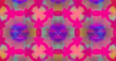 Image of kaleidoscopic colourful pink, green and yellow shapes moving hypnotically on purple background. Colour, light and movement concept digitally generated image clipart