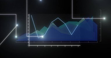 Siyah zemin üzerinde veri işleme üzerinde ışık izlerinin görüntüsü. Küresel finansman, bilgisayar ve dijital arayüz kavramı, dijital olarak oluşturulmuş resim.
