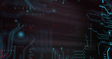 Veri işleme üzerinden şifreleme metninin resmi. Küresel siber güvenlik, bilgisayar ve veri işleme kavramı, dijital olarak oluşturulmuş resim.