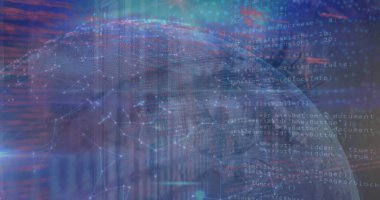 Dünya çapında bağlantı ve veri işleme ağının görüntüsü ve kadın gözünün kapatılması. Siber güvenlik ve iş teknolojisi kavramı