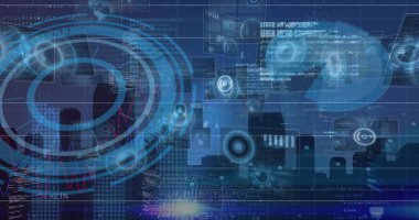 Dünya haritası üzerinde veri işleme ve tarama görüntüsü. Bilim ve veri işleme kavramı, dijital olarak oluşturulmuş görüntü.