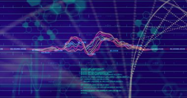 Image of data processing and clouds over grid. Global sports and data processing concept, digitally generated image. clipart