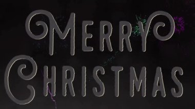 Havai fişek üzerine Mutlu Noeller mesajı animasyonu. Noel, kutlama ve dijital arayüz kavramı dijital olarak oluşturulmuş video.