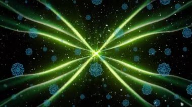 Siyah arka planda parlayan yollara düşen kar tanelerinin animasyonu. Kış, Noel, şenlik, kutlama ve gelenek konsepti dijital olarak oluşturuldu.