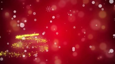 Yılbaşı ağacının üzerine düşen kar animasyonu. Noel, kutlama ve dijital arayüz kavramı dijital olarak oluşturulmuş video.