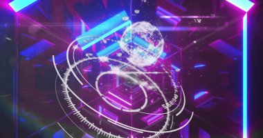 Dijital tünelde veri işleme görüntüsü. Küresel iş ve dijital arayüz kavramı, dijital olarak oluşturulmuş görüntü.