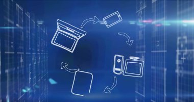 Bilgisayar devre kartından çevrimiçi güvenlik kilidi ve veri işleme görüntüsü. Veri işleme doğa teknolojisi ve dijital arayüz kavramı, dijital olarak oluşturulmuş görüntü.