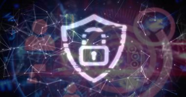 Şehir manzarası görüntüsü. Küresel bağlantılar ağlar ve veri işleme konsepti, dijital olarak oluşturulmuş resim.