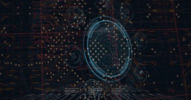 Veri işleme üzerinden bağlantı ağının resmi. Küresel iş ve dijital arayüz kavramı, dijital olarak oluşturulmuş görüntü.