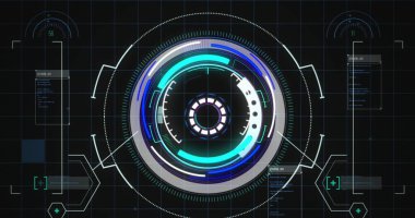 Dijital ekranda veri işleme resmi. veri işleme, ağ, teknoloji ve dijital arayüz kavramı, dijital olarak oluşturulmuş resim.