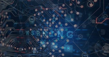 Bağlantı ağı üzerinden veri işleme resmi. Küresel iş ve dijital arayüz kavramı, dijital olarak oluşturulmuş görüntü.