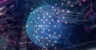 Dünya çapındaki bağlantılar ve veri işleme ağının resmi. Küresel iş ve dijital arayüz kavramı, dijital olarak oluşturulmuş görüntü.