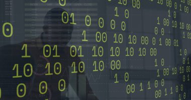 Ofisteki çeşitli iş adamlarının veri işleme görüntüsü. Sosyal medya ve dijital arayüz kavramı, dijital olarak oluşturulmuş görüntü.