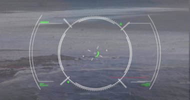 Daireleri işleme ile birlikte tarama alanının görüntüsü. Küresel bağlantılar veri işleme ve teknoloji konsepti, dijital olarak oluşturulmuş görüntü.