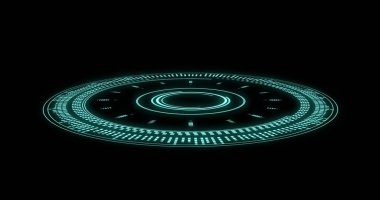 Siyah arkaplanda tarama alanı görüntüsü. Küresel teknoloji, bilgisayar ve dijital arayüz kavramı, dijital olarak oluşturulmuş resim.