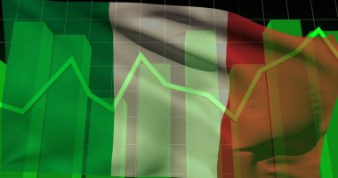 Image of data processing over flag of nigeria. Global business, patriotism and digital interface concept, digitally generated image. clipart