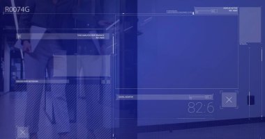 Bilgisayarlı görüntü Asyalı iş kadınının toplantı odasına girerken görüntüsü. Dijital bileşik, çoklu pozlama, iş, ofis ve kablosuz teknoloji kavramı.