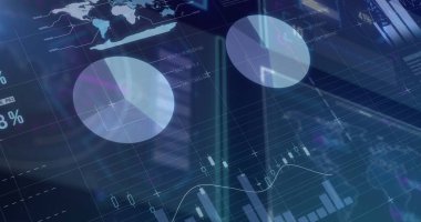 Ekranlarda veri işleme resmi. küresel bağlantılar, dijital arayüz ve veri işleme konsepti, dijital olarak oluşturulmuş resim.