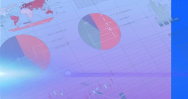 Mavi zemin üzerinde ışık izleri ve veri işleme görüntüsü. Küresel iş, bilgisayar ve dijital arayüz kavramı, dijital olarak oluşturulmuş resim.