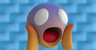 Mavi arkaplanda değişim simgeleri. Sosyal medya ve iletişim konsepti, dijital olarak oluşturulmuş görüntü.