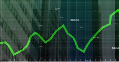 Yeşil çizgi resmi dairesel yeşil çizgi dairesel finans. Küresel işletme finans ve veri işleme kavramı, dijital olarak oluşturulmuş görüntü.