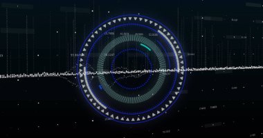 Kapsam taraması ve finansal veri işleme görüntüsü. Küresel iş, finans, hesaplama ve veri işleme kavramı, dijital olarak oluşturulmuş resim.