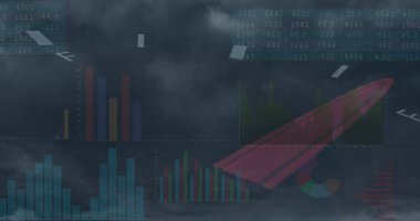 Yakıt göstergesinin üzerindeki veri işleme görüntüsü. Araba, seyahat, ulaşım, trafik ve veri işleme konsepti, dijital olarak oluşturulmuş görüntü.