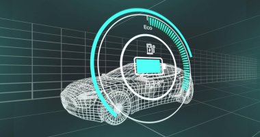 Donanma arkaplanındaki elektrikli araba projesinin batarya seviyesi. elektrikli arabalar, eko güç, sürdürülebilirlik ve teknoloji konsepti, dijital olarak üretilen görüntü.