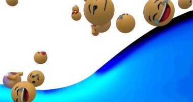 Beyaz ve mavi arkaplanda yüzen sosyal medya simgeleri. çevrimiçi sosyal medya ve iletişim konsepti, dijital olarak oluşturulmuş görüntü.