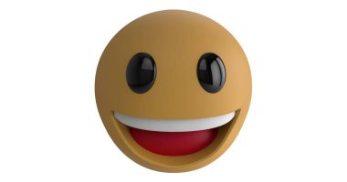 Beyaz arkaplan 4k üzerinde gülen bir emoji simgesi resmi