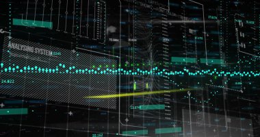 İstatistik üzerinden veri işleme resmi. Küresel iş, finans, hesaplama ve veri işleme kavramı, dijital olarak oluşturulmuş resim.
