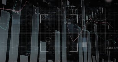 Veri işleme ve istatistiklerin resmi. Küresel iş, finans, hesaplama ve veri işleme kavramı, dijital olarak oluşturulmuş resim.