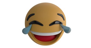 Beyaz arkaplan 4k üzerinde gülen bir LOL emoji simgesi resmi