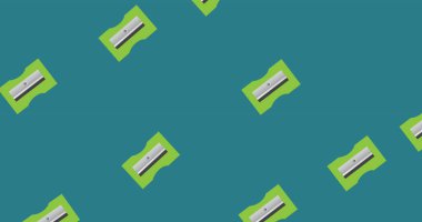 Yeşil arkaplandaki okul ögeleri simgeleri üzerinden okula dönüş metni resmi. okul, eğitim ve öğrenim kavramı, dijital olarak üretilen imaj.