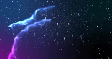 Mavi zemine yağan karla ilgili mutlu bayram mesajlarının animasyonu. Noel, şenlik, kutlama ve gelenek konsepti dijital olarak oluşturuldu.