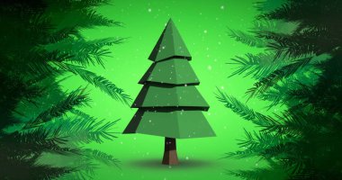 Image of fir trees over green background. retro future and digital interface concept digitally generated image. clipart