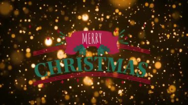 Siyah arka planda parlayan ışıklar üzerinde mutlu noel mesajlarının animasyonu. Noel, şenlik, kutlama ve gelenek konsepti dijital olarak oluşturuldu.